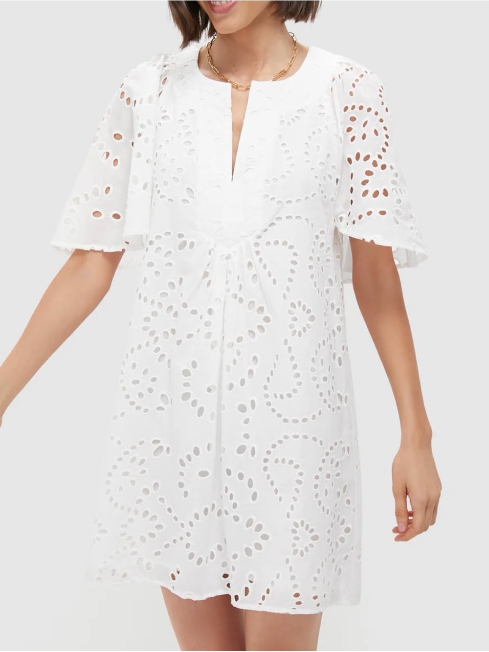 POMANDER PLACE Tuckernuck White Eyelet Finley Flutter Sleeve Dress Sz XXL NWOT